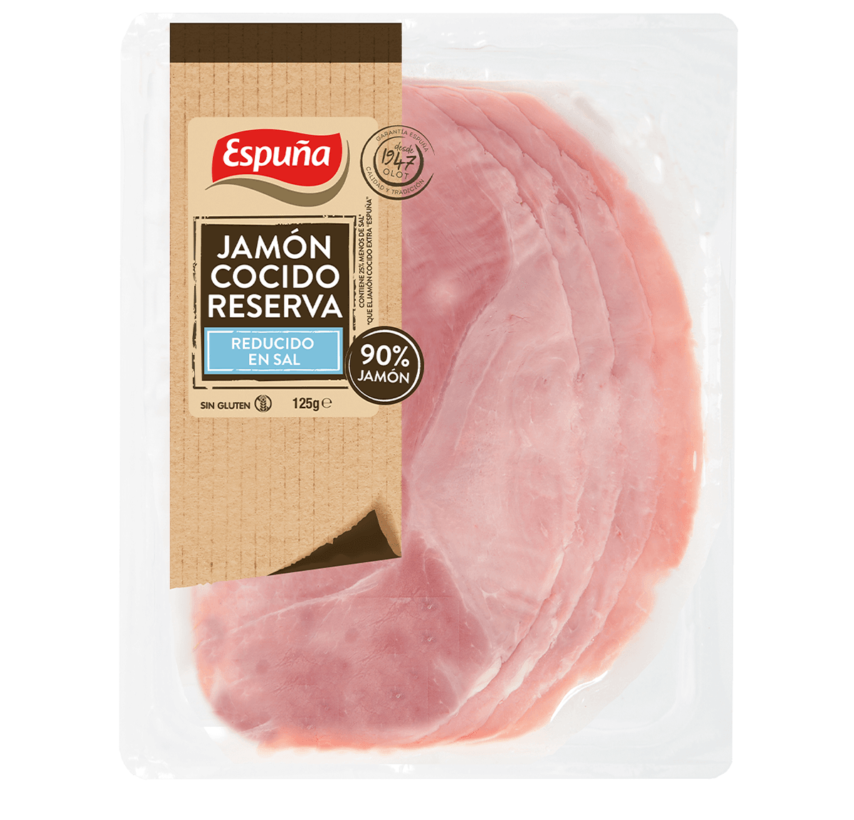 Pernil cuit reduït en sal fines llesques 125g - 92% pernil